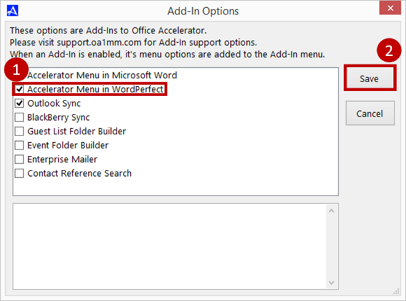 Add-In Options dialog Box