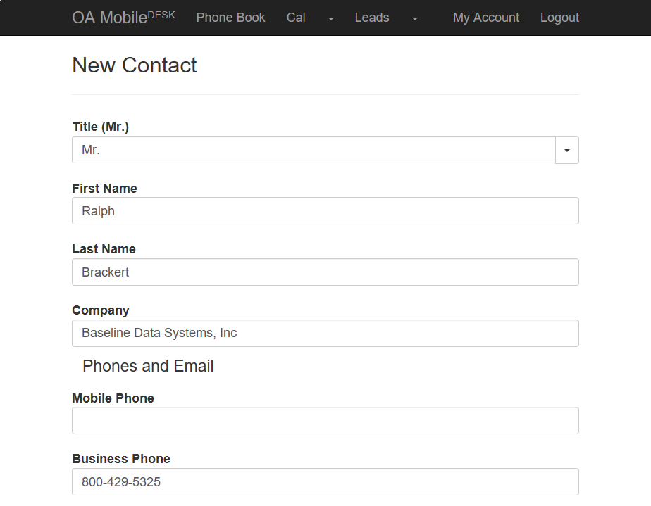 OA Mobile Login Page