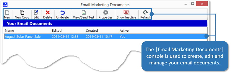 Email Marketing Documents Console