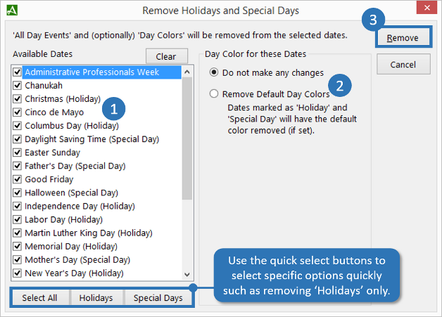 Remove Default Holidays