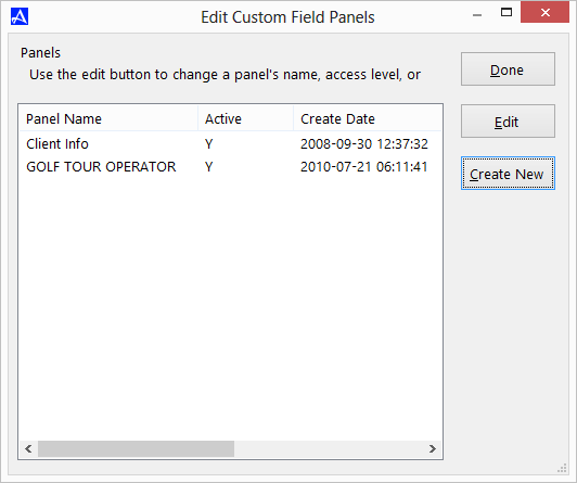 Edit Custom Field Panel dialog box
