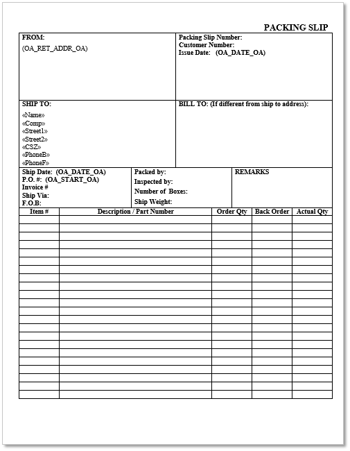 Envelope Merge Document