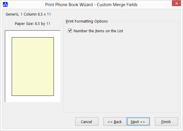 Office Accelerator Print Wizard - Printing Custom Merge Fields (Selecting Item Numbering)