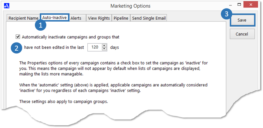 Auto-Inactive - Accelerator Email Marketing Options