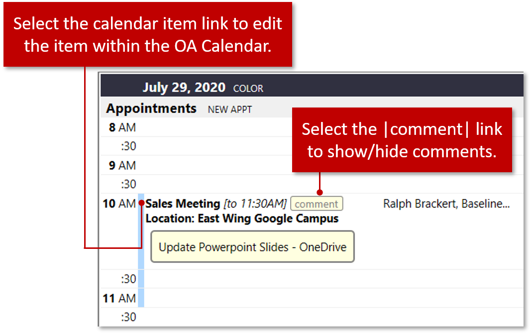 Appointments in Calendar View