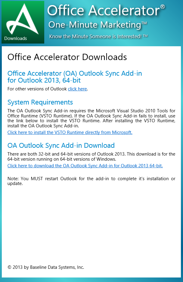 Office Accelerator Outlook Sync Download Site