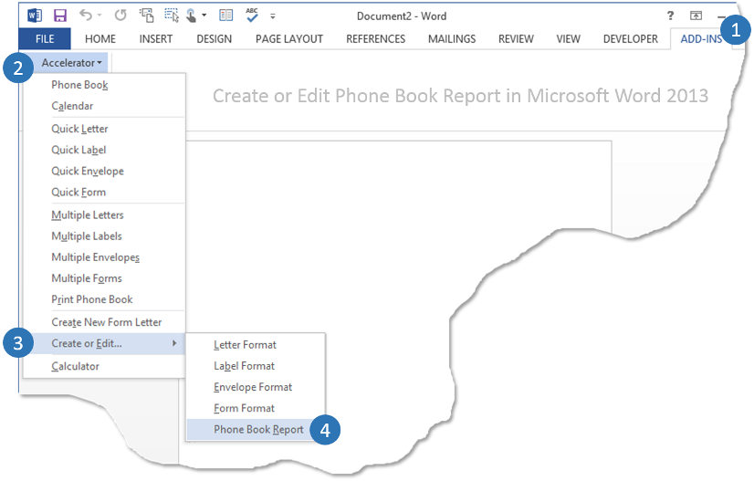 Create Edit Phone Book Report