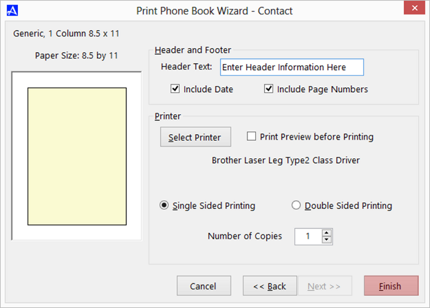 Office Accelerator Print Wizard Dialog Box (Header & Footer Selections)
