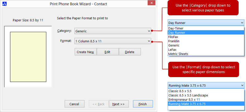 Office Accelerator Print Wizard dialog Box (Paper Type Selection)
