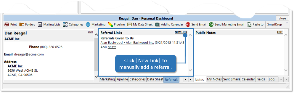 Referrals Tab