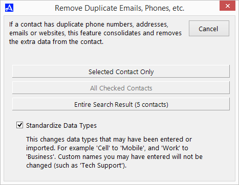 Remove Duplicate Data from with a Contact