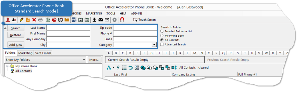 Office Accelerator Standard Search Mode