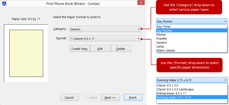 Office Accelerator Print Wizard Dialog Box (Paper Type Selection)