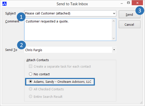 Send Contact to Task Inbox Icon