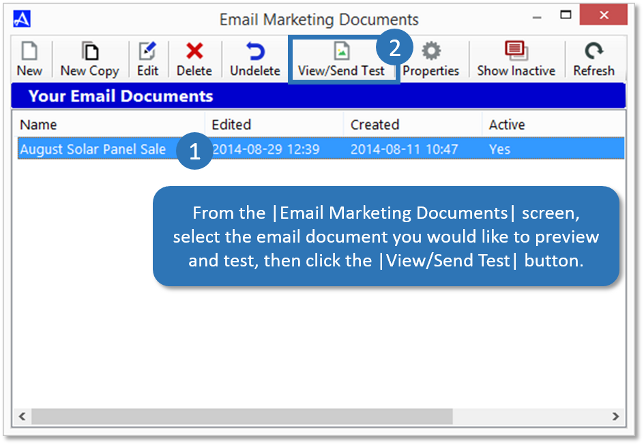 Open the Email Marketing Console