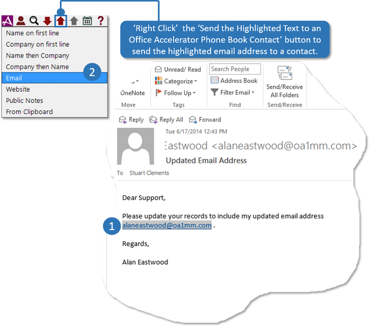 Send Highlighted Email Address to Accelerator Contact