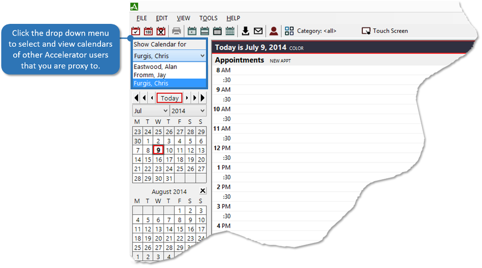 View Proxy Calendars