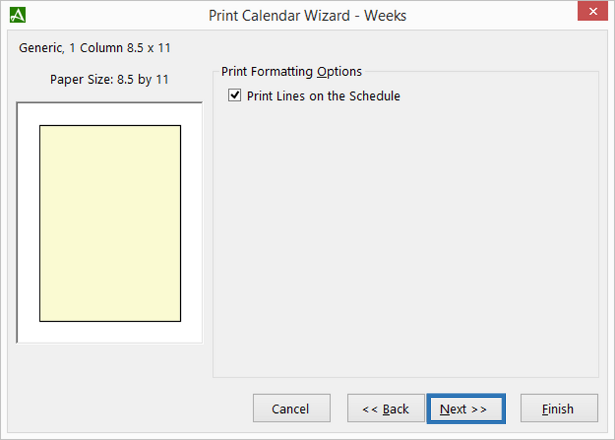 Print Calendar Wizard - Formatting Options