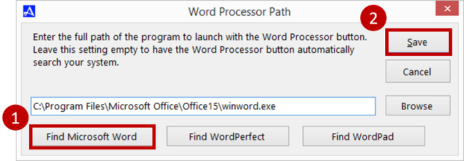 Save Word Processor Path